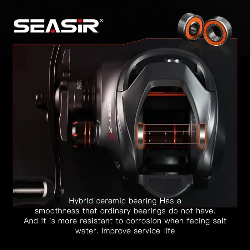 Moulinet baitcasting SEASIR Cast X2 7.3:1 avec frein N52 et roulements céramique - Reel performant pour pêche au leurre