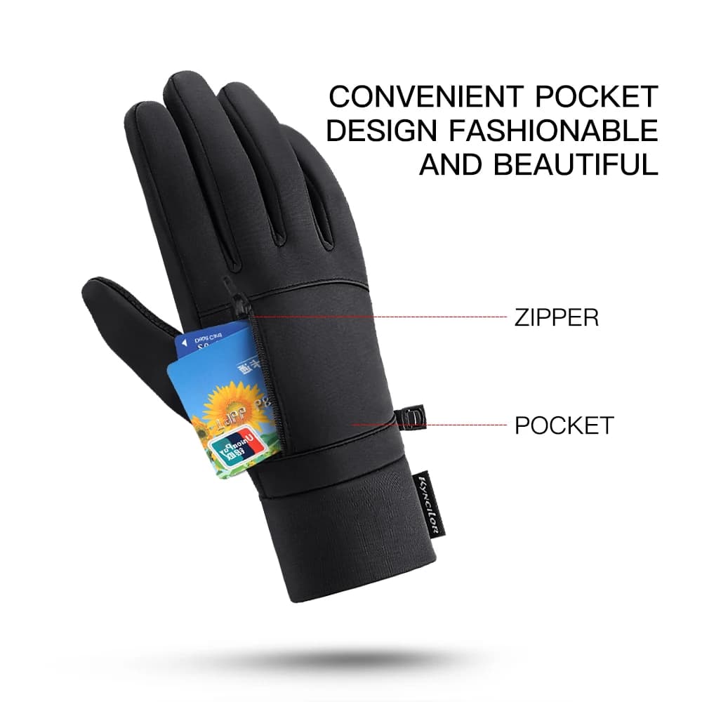 Gants vélo hiver homme étanches - Gants sports neige touchscreen windstop waterproof pour cyclisme hivernal