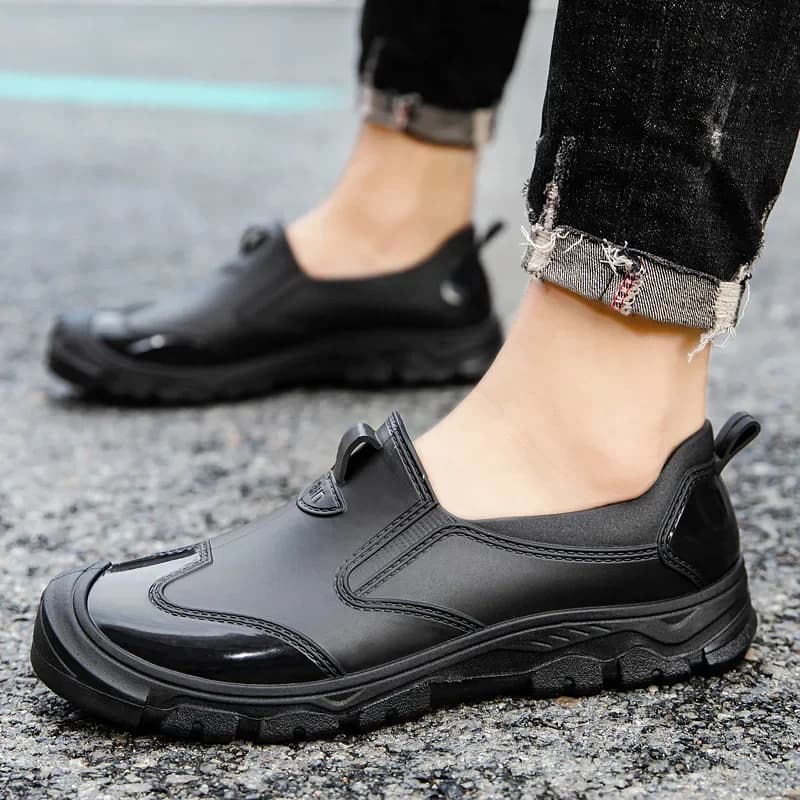 Bottes travail courtes antidérapantes homme imperméables pour lavage auto pêche cuisine caoutchouc