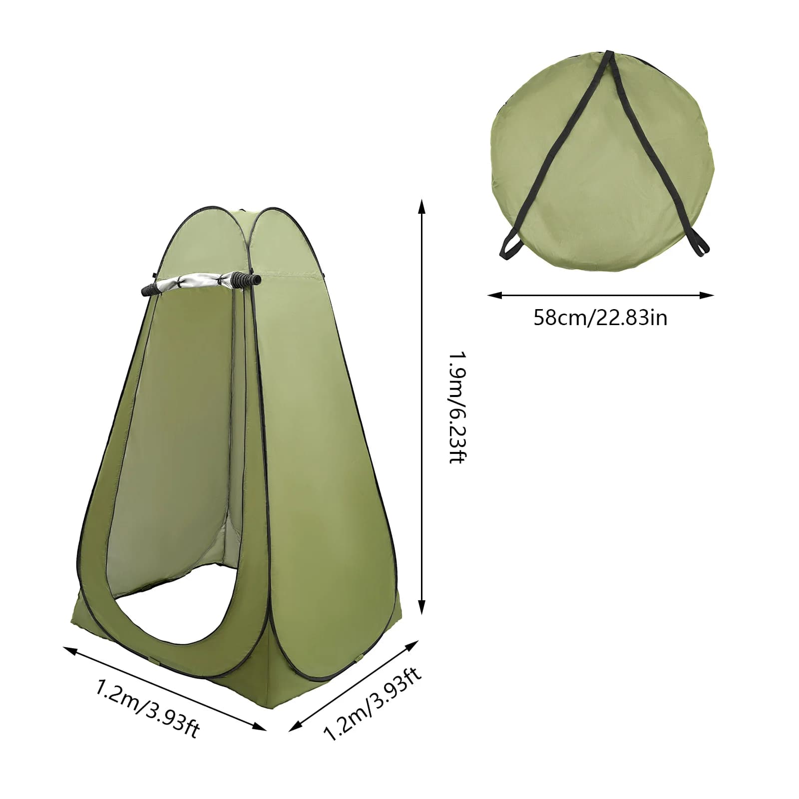Tente toilette portable étanche pour camping randonnée pêche - Abri intimité 1.2x1.2x1.9m pliable et léger