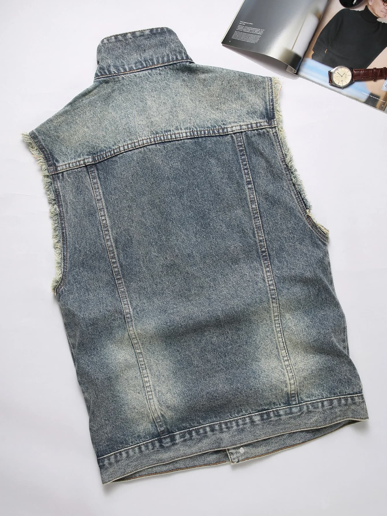Veste sans manches en denim pour homme printemps automne, détails franges décontracté tendance