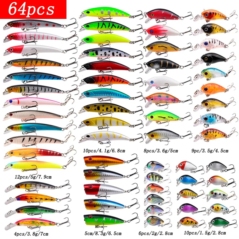 Kit leurres durs mini minnow flottants - Crankbaits wobblers pour pêche des carnassiers