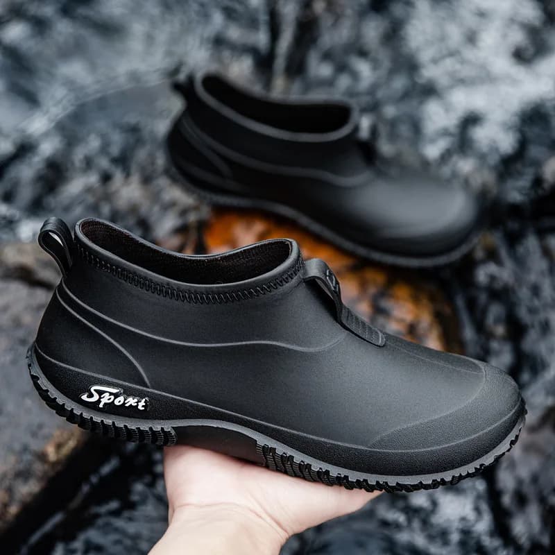 Low-Top Camouflage Men's Rain Boots Slip-On Work Shoes Anti-Slip Waterproof for