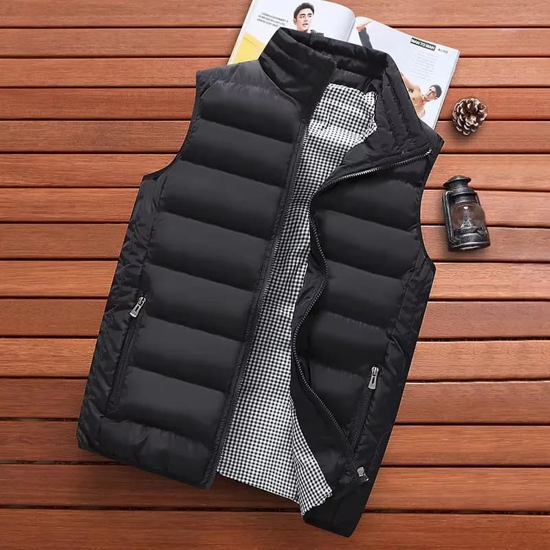 Gilet homme chaud hiver sans manches coupe-vent matelassé en coton pour pêche et loisirs