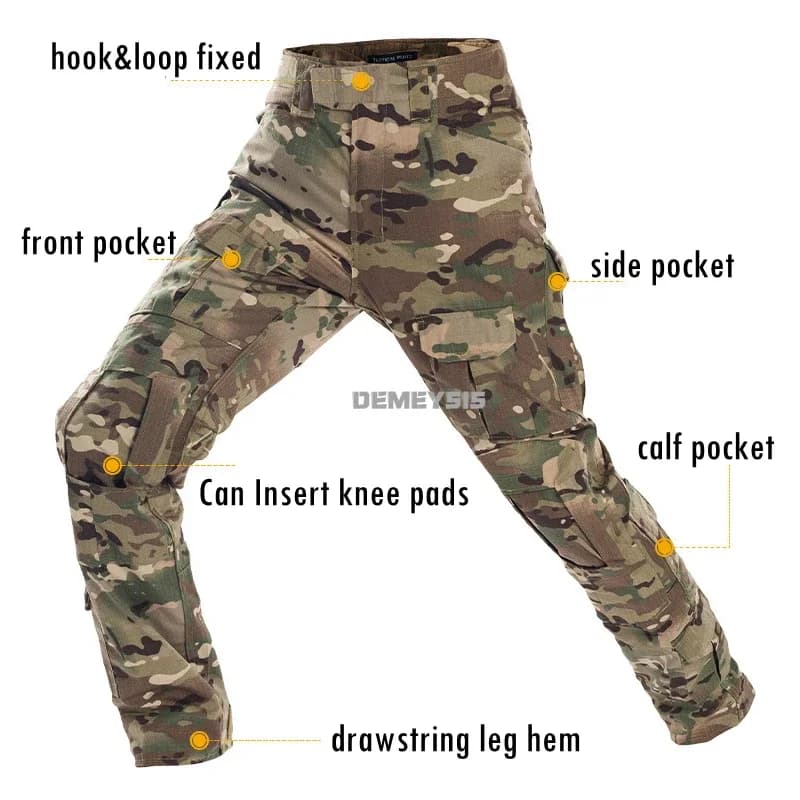 Tenue camouflage tactique confortable manches longues cargo pour paintball pêche sport