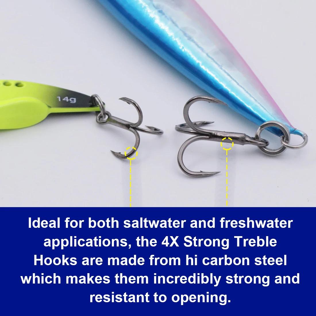 Hameçons triples FishTrip 4X acier carbone pour leurres durs et cuillers pêche mer