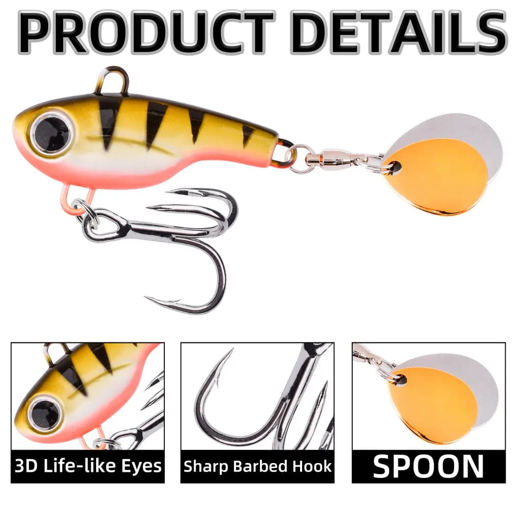 Leurre spinner 1 pièce 5g à 20g VIB métal - leurre vibrant à queue rotative pour pêche à la traîne