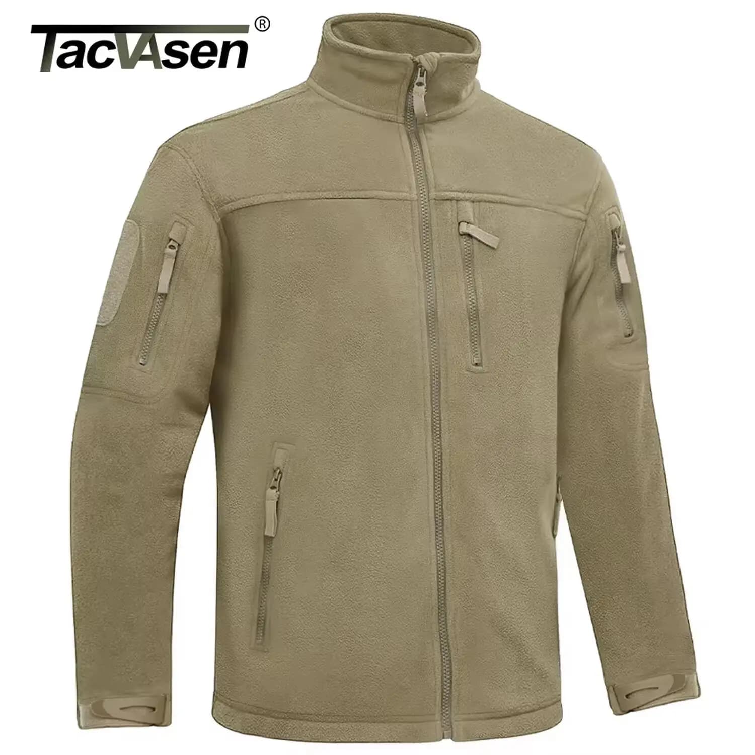 Veste de pêche hiver TACVASEN polaire à fermeture - Veste chaude pêche randonnée avec poches zippées