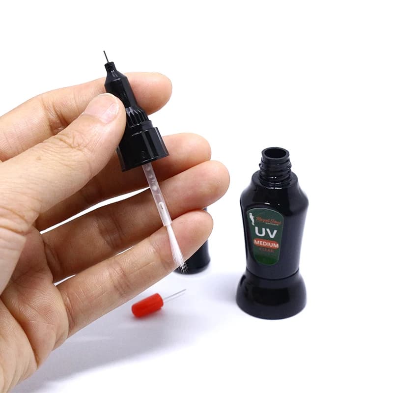 Colle UV Persuder 12ml viscosité moyenne - Matériel montage mouches avec pinceau et aiguille précision