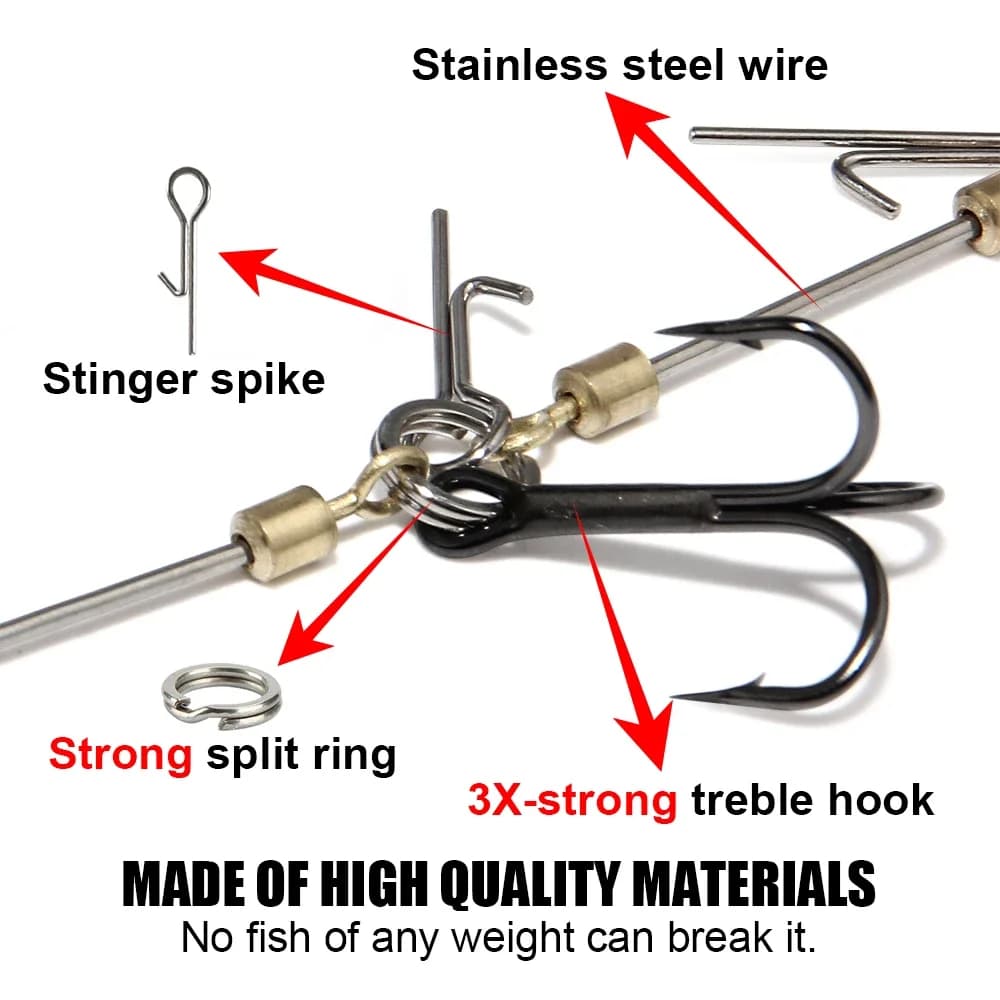 Montages Spinpoler pour brochet avec plombs réglables et hameçons robustes pour leurres souples