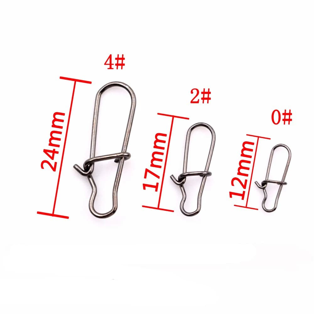 Barillet de pêche inox 100 pièces avec mousqueton et émerillon pour appâts et leurres accessoires