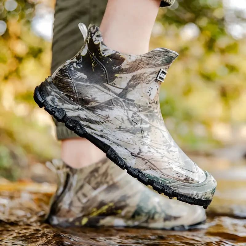 Bottes jardin pêche camouflage basse - Chaussures homme imperméables doublées polaire qualité 2025