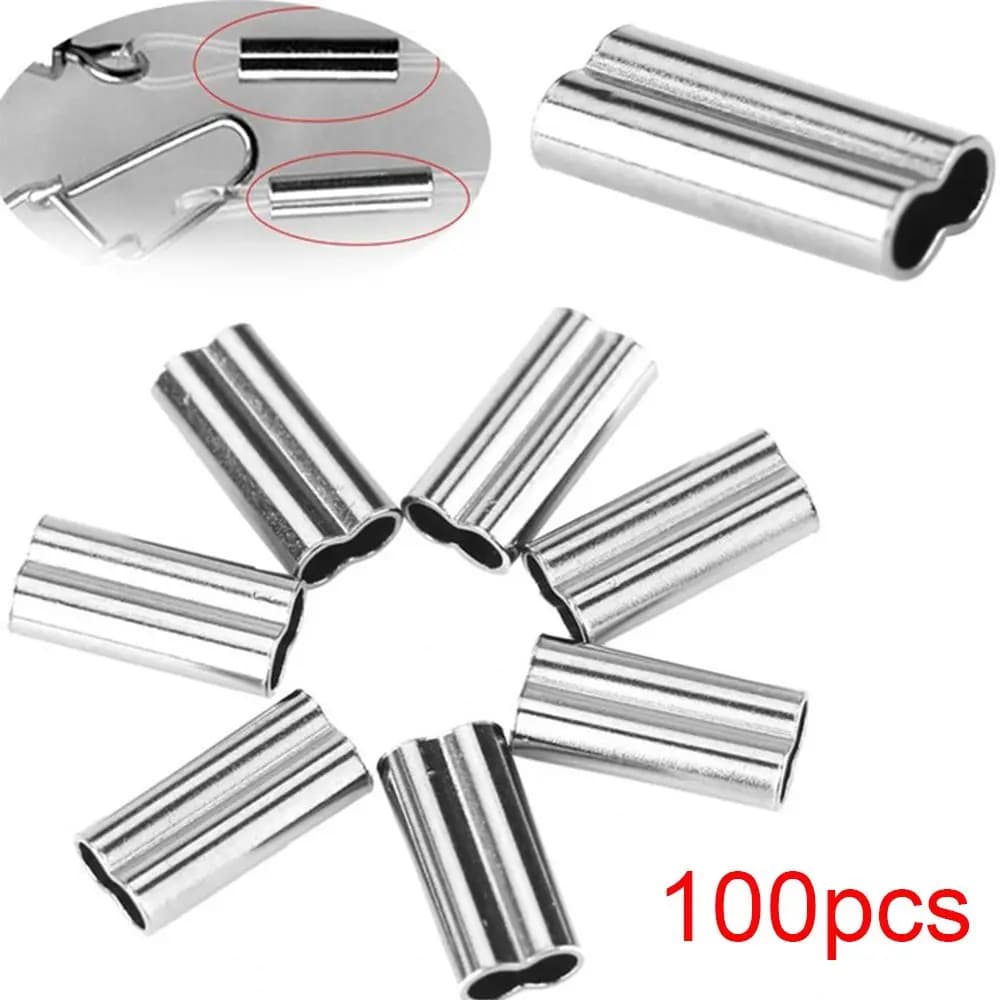 100 manchons de sertissage pour montages de pêche - Connecteurs simples et doubles pour ligne