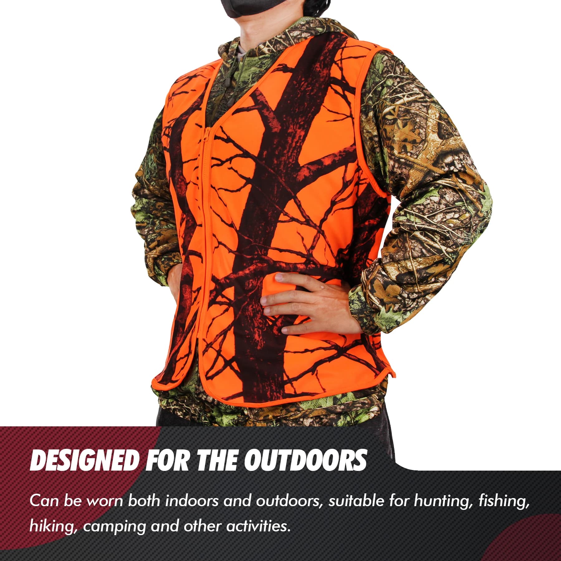 Veste de chasse orange séchage rapide grande taille M-4XL - Randonnée camping pêche photo sans manches