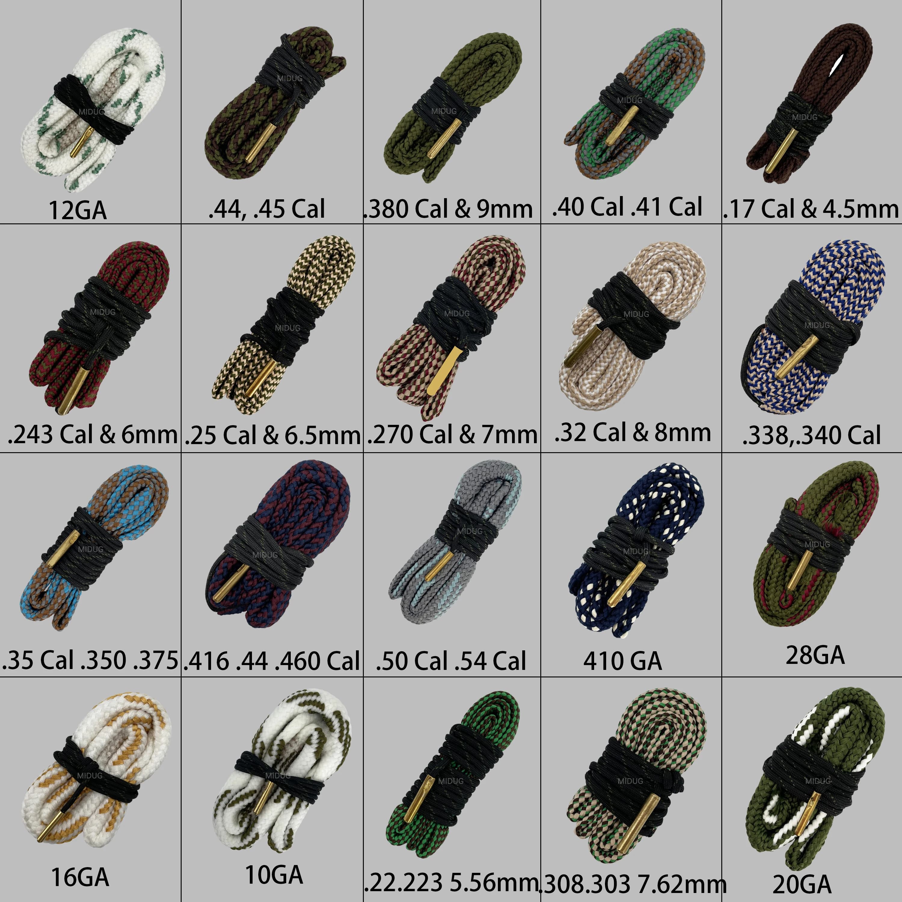 Kit de nettoyage fusil MIDUG 12 GA - Brosses calibres multiples pour armes de pêche et chasse