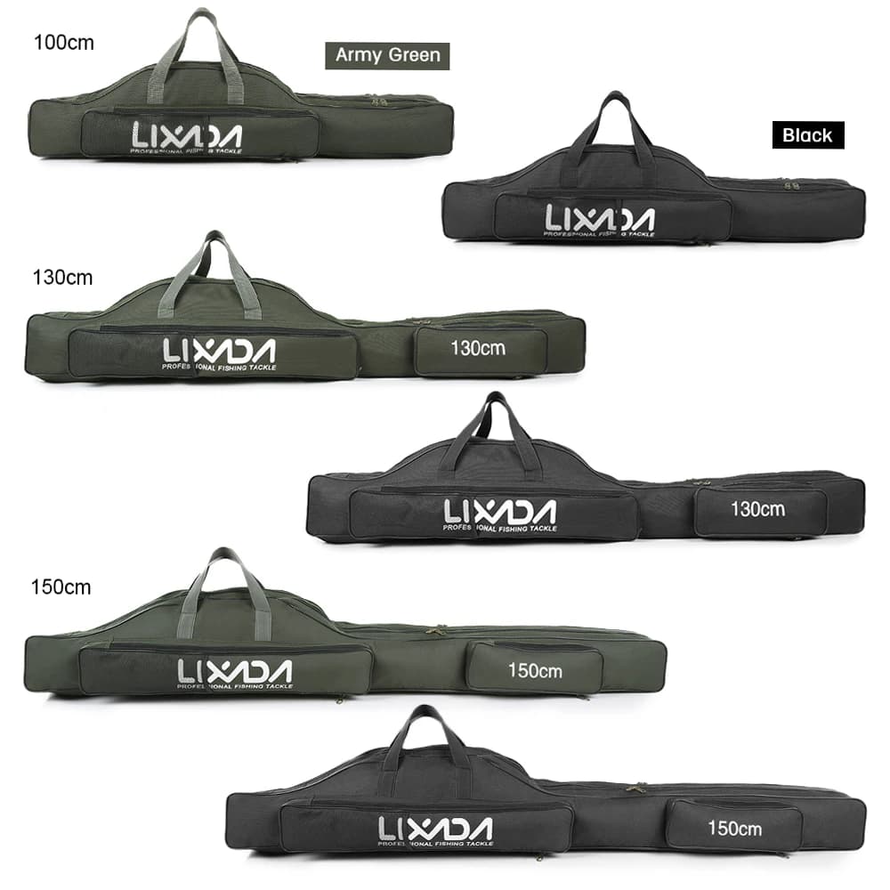 Sac de pêche Lixada pliable 100-150cm pour canne, moulinet et matériel - Transport pratique