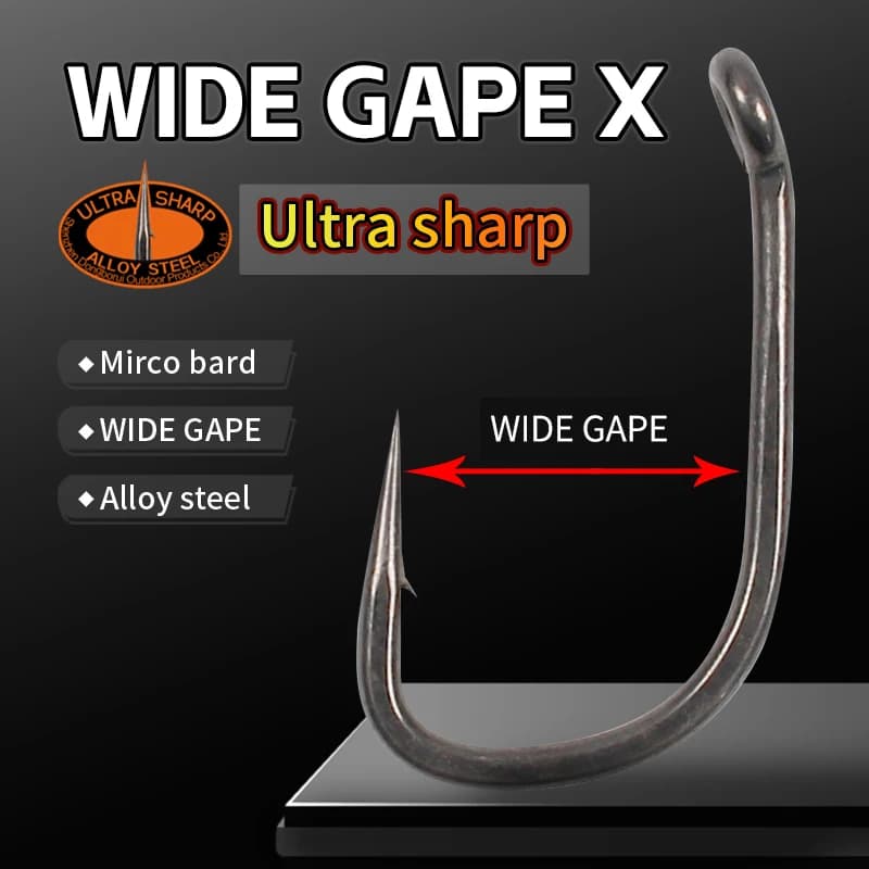 Hameçons carpe PTFE 10 pièces - Large ouverture et revêtement anti-corrosion pour pêche précise