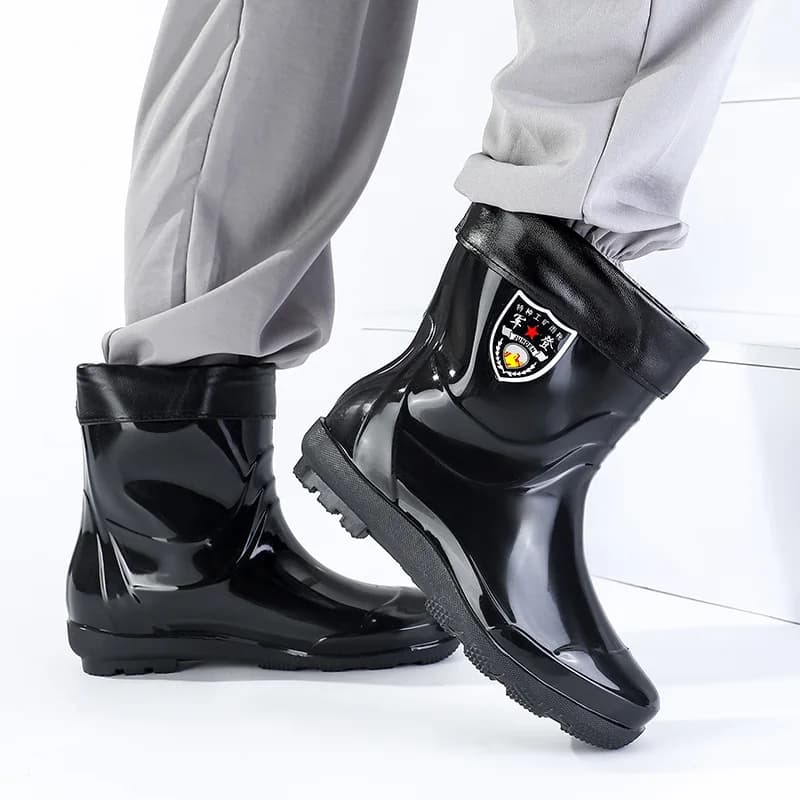 Bottes de pluie homme grande taille tube haut épaisses antidérapantes pêche chaudes tailles larges