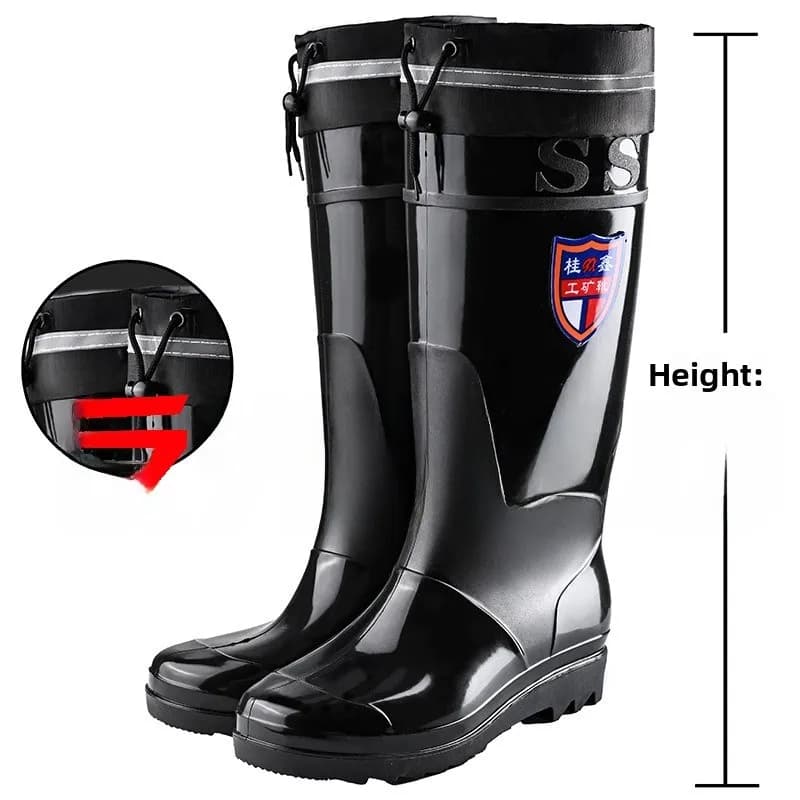 Bottes de pluie homme haut tube imperméables anti-dérapage doublure polaire chaudes pêche extérieur