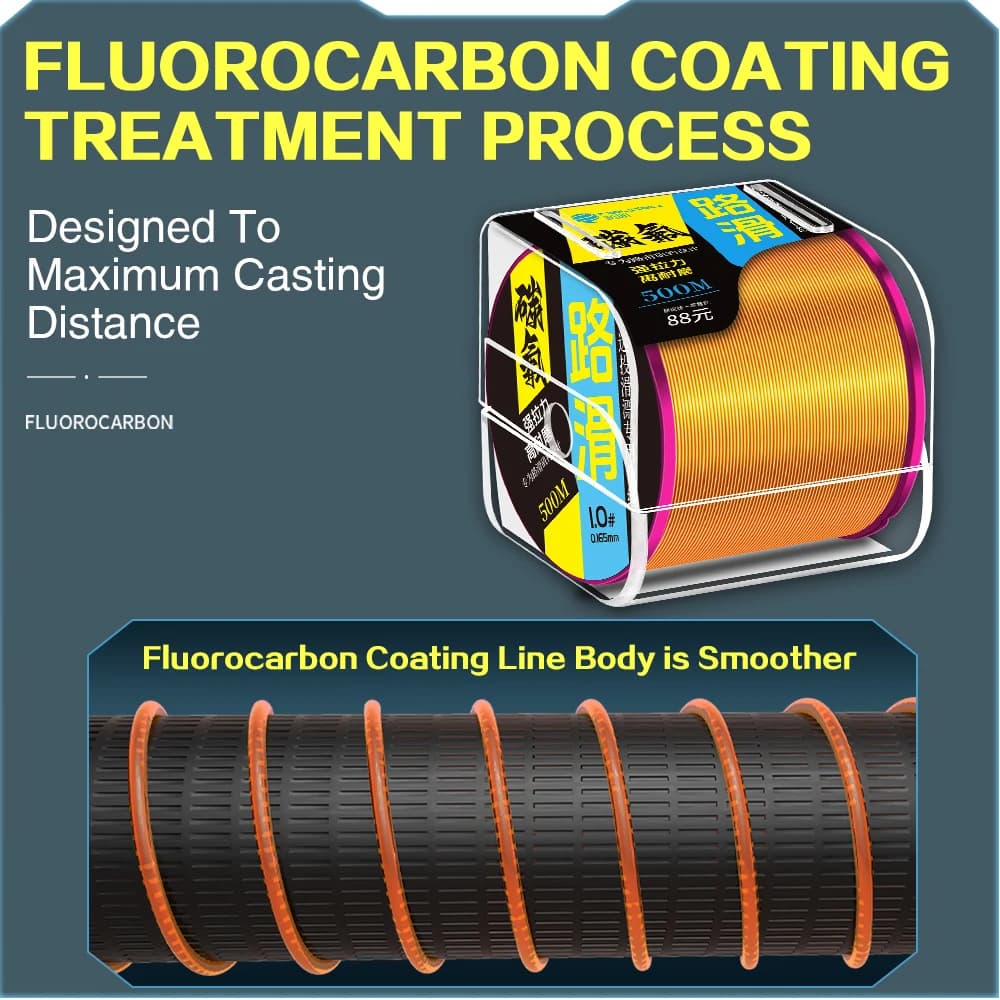 ZUKIBO 500m fil pêche fluorocarbone coating - Monofilament japonais super résistant coulé rapide invisible