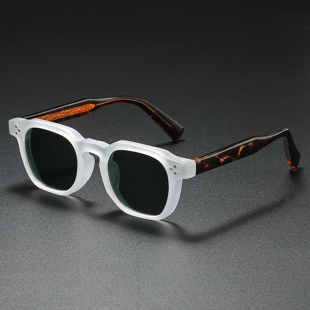 Lunettes de soleil carrées polarisées unisexe métal rivets CP conduite pêche protection UV