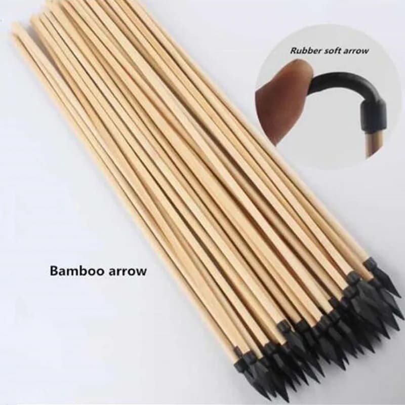 Flèches bois naturel 42cm 7mm avec pointe caoutchouc - 10pcs pour arc bois pêche traditionnelle
