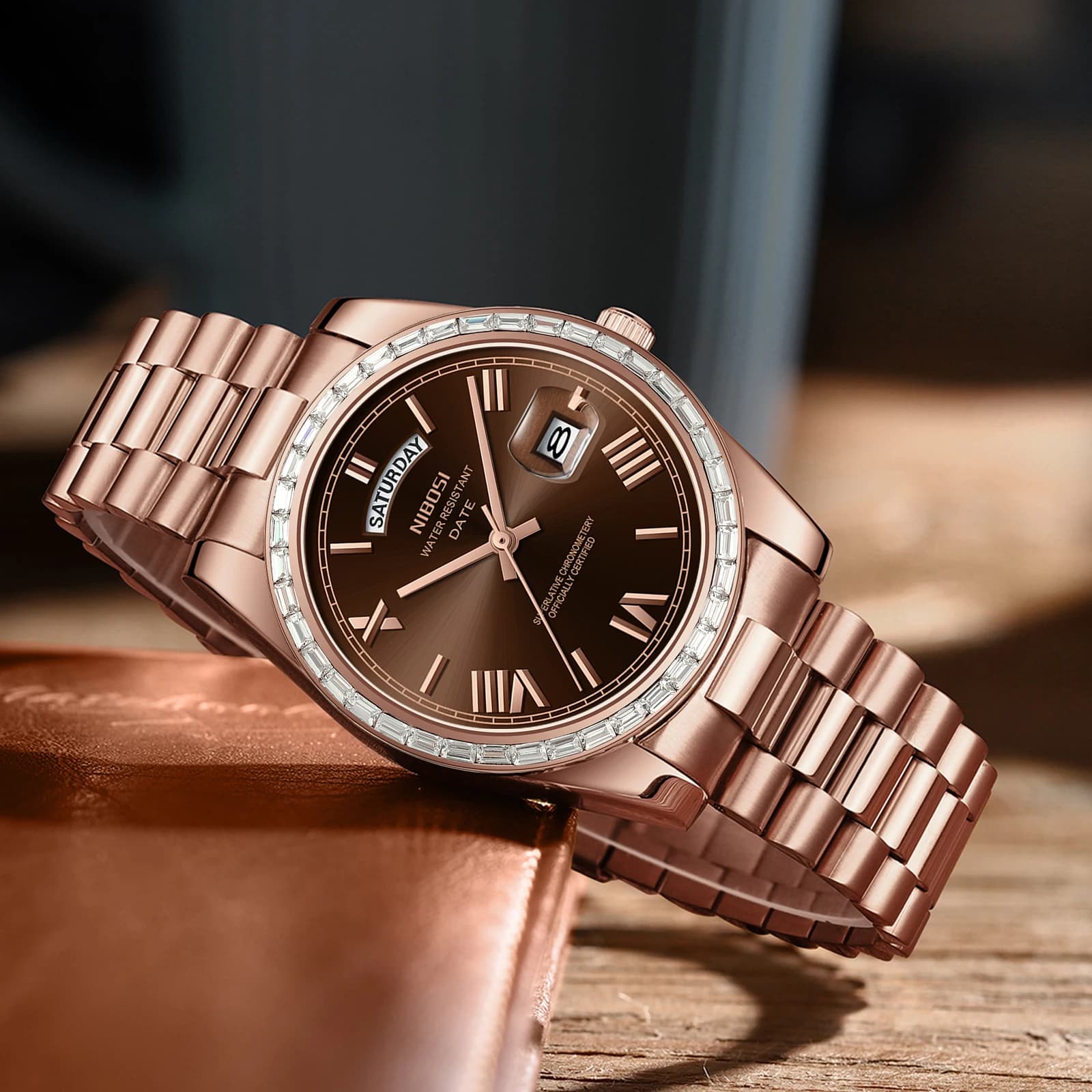 Montre homme NIBOSI luxe étanche acier jour date mouvement Miyota - Montre bracelet homme Role reloj hombre tendance