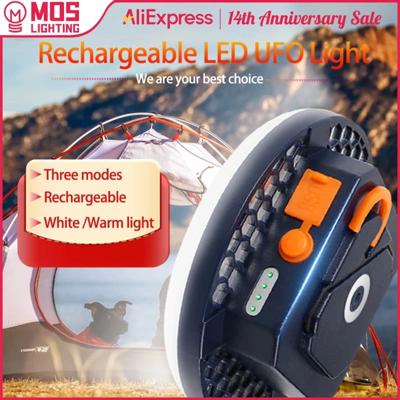 Lampe de camping rechargeable LED pour pêche nocturne - Éclairage portable étanche marché de nuit