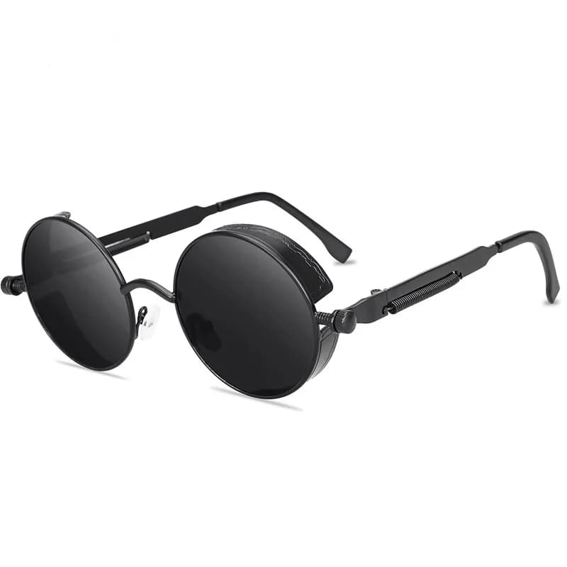Lunettes de soleil steampunk vintage pour pêcheur protection UV400 cadre métal rond homme et femme
