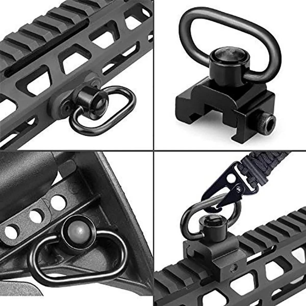 Bretelle tactique réglable avec boucle QD rapide pour fusil de pêche - Anneau coeur et boule acier