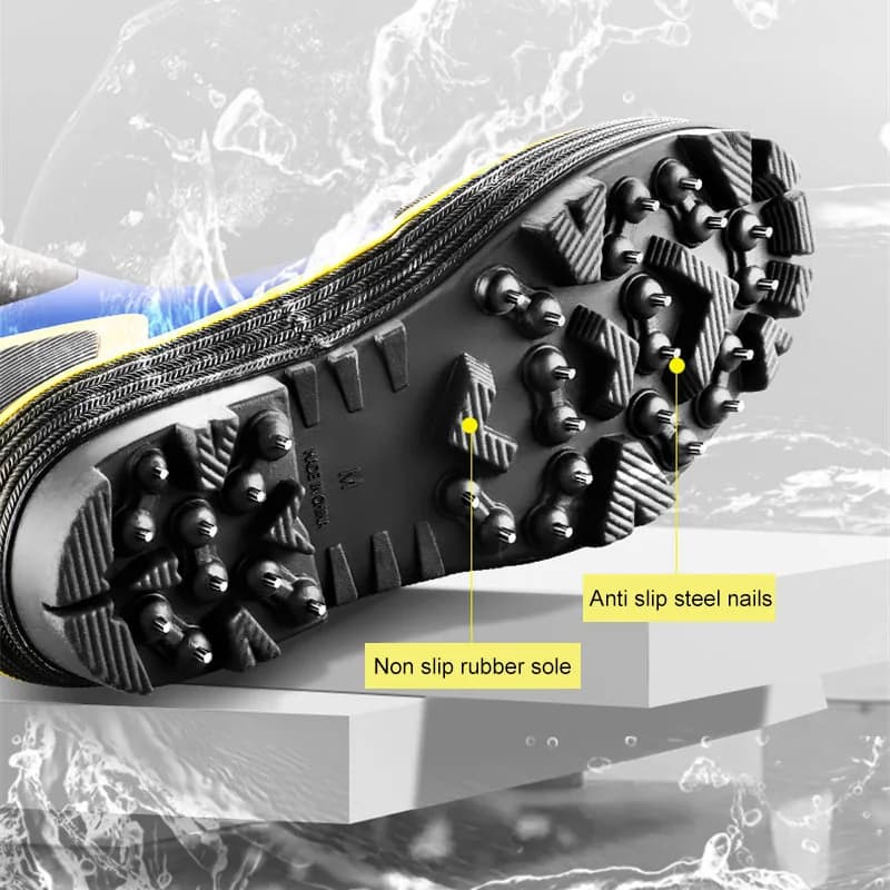 Chaussures de pêche avec semelle anti-dérapant à pointes d'acier pour rochers et récifs marins
