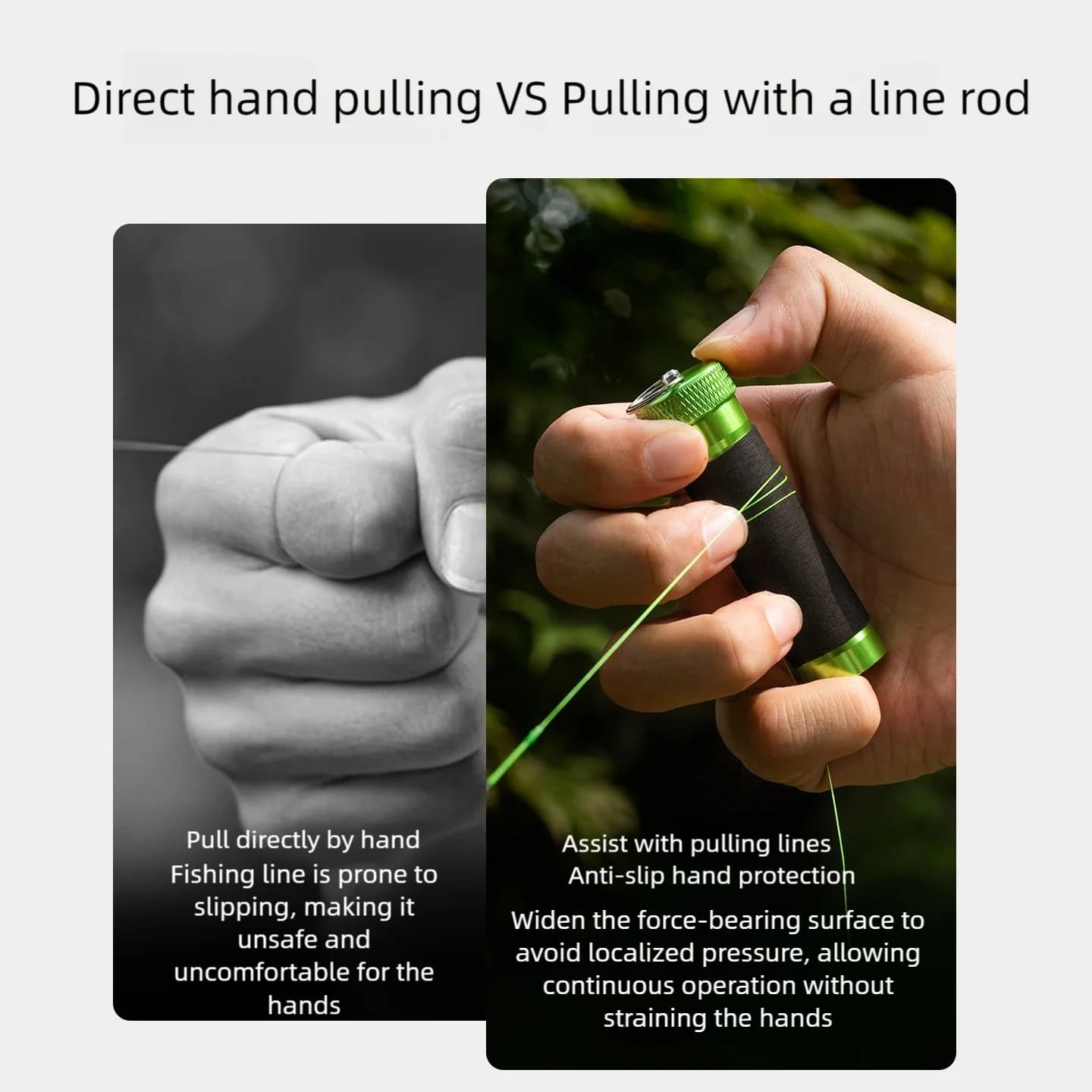 Line Pull Rod Aluminum Alloy,Rubber Anti-Slip,Snag Line Pulling/Hook Tying & Kno