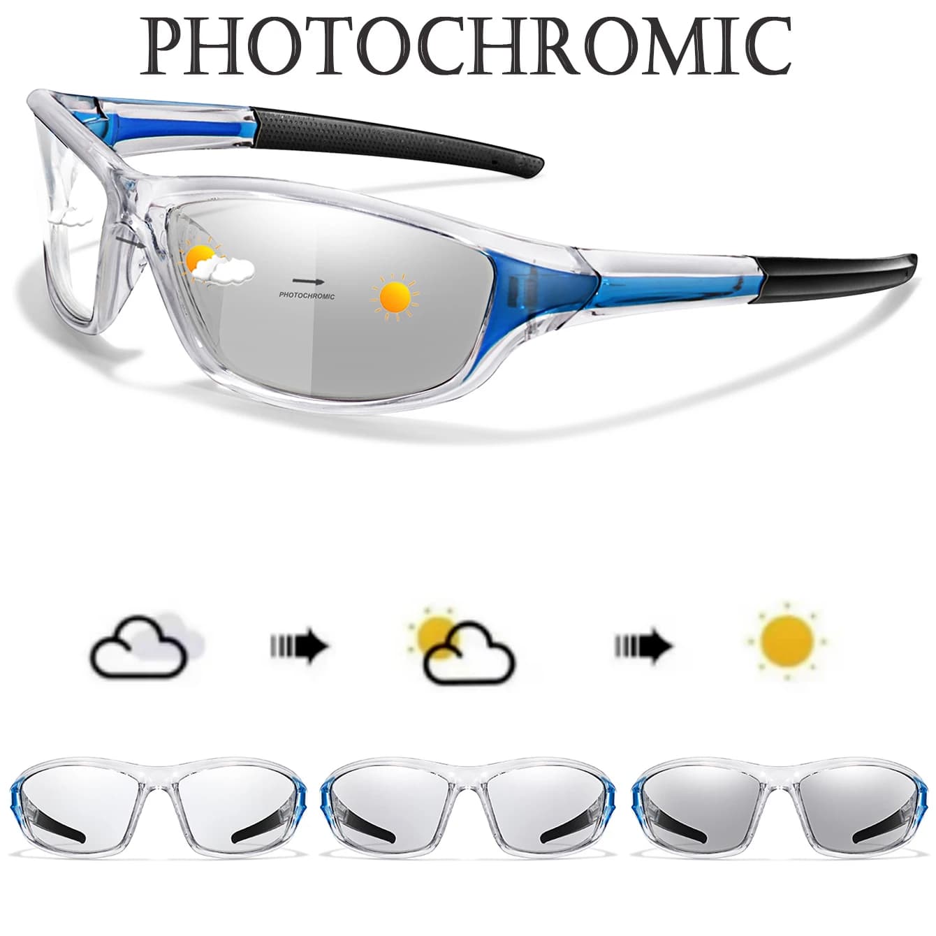 Lunettes photochromiques vélo pêche unisexe - confort MTB running cyclisme outdoor