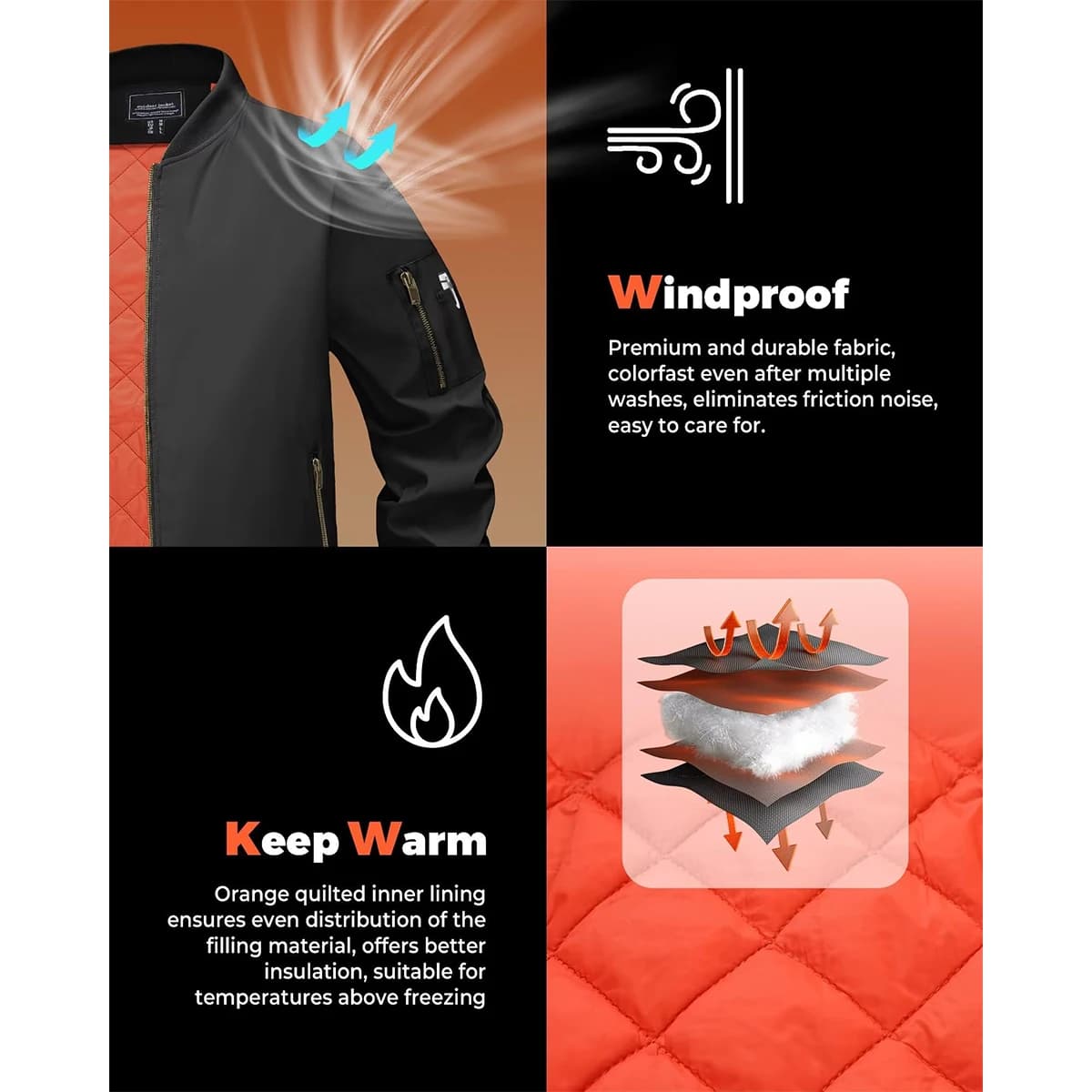 Veste aviateur pêche homme MAGCOMSEN - Vêtement chaud et coupe-vent pour pêche hivernale