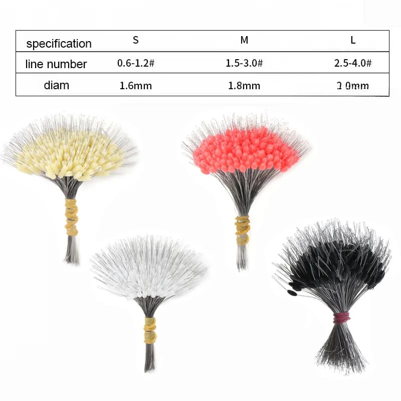 300 pièces flotteurs pêche ovale en silicone anti-embroussaillement, résistants pour ligne professionnelle - Stopper Space Bean