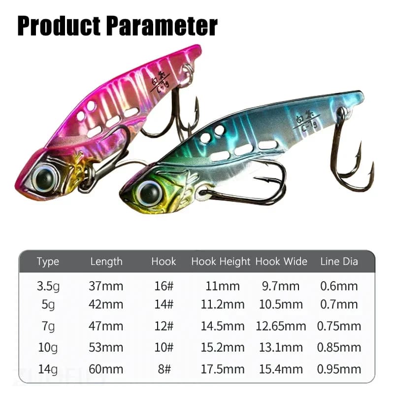 Leurre VIB 3g à 14g pour truite et perche - Cuiller vibrante métallique jerkbait swimbait