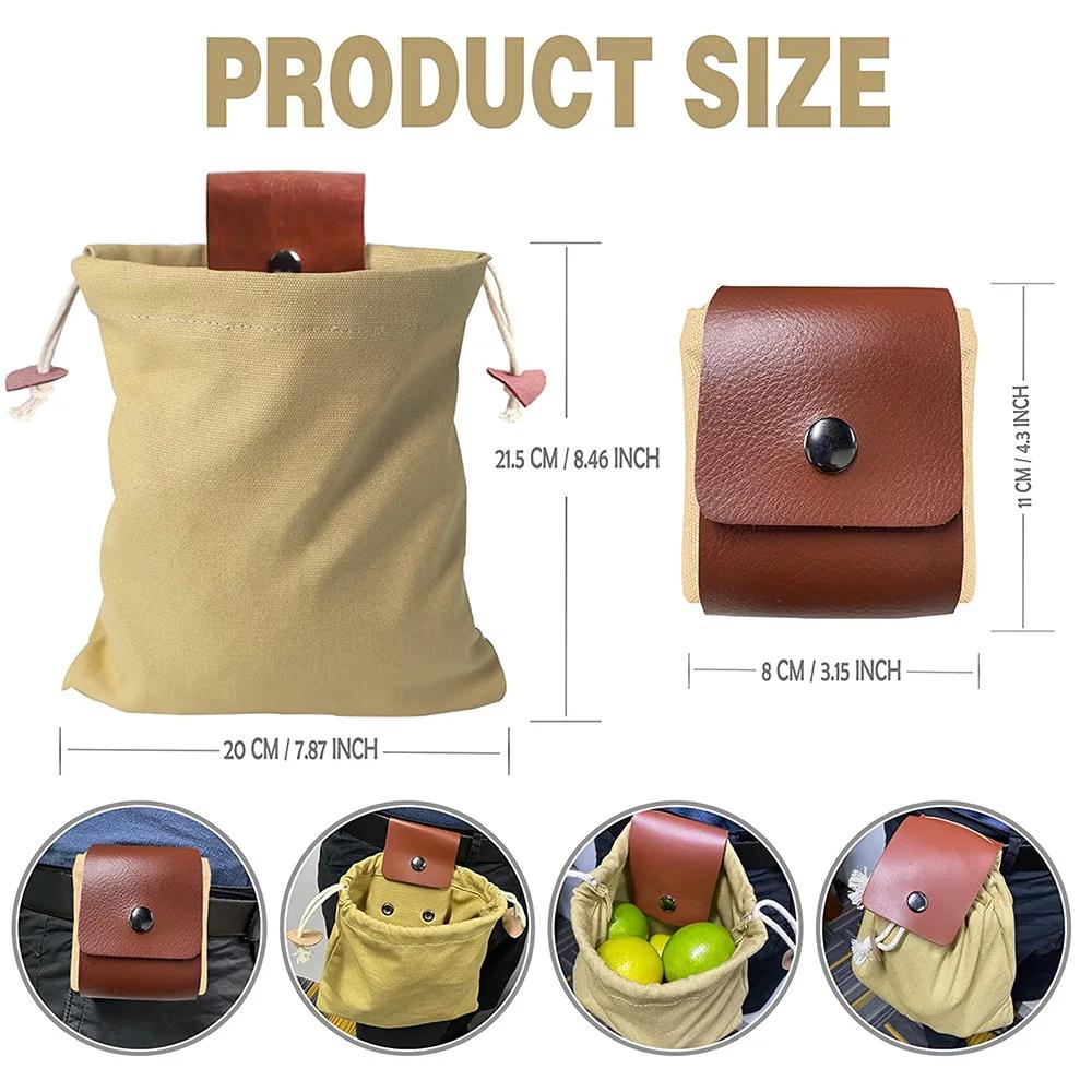 Sac cueillette cuir pour pêche - Poche ventrale récolte fruits et poissons outils jardinage pêche