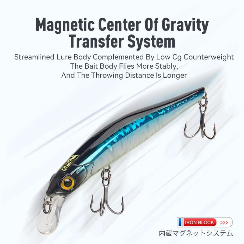 Leurre dur Kingdom Sinking Minnow - Crankbait coulant pour bar et truite de mer avec bonne action