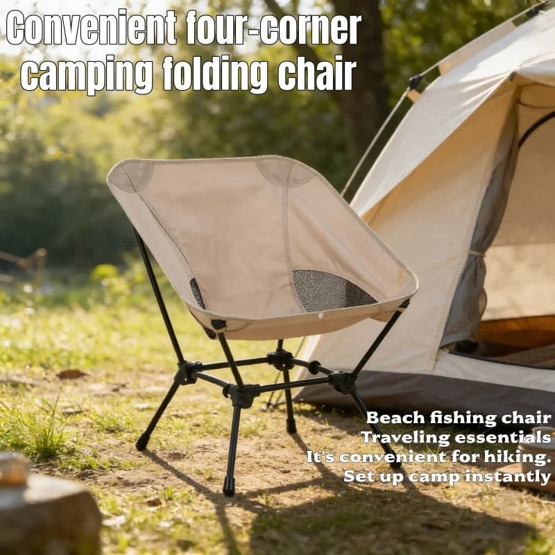 Chaises pliantes pêche et plage structure carrée tubes fer légères pour camping portable