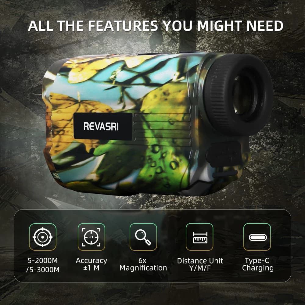 Télémètre laser camo REVASRI 2000/3000m mini - Multifonction distance, angle, vitesse pour pêche