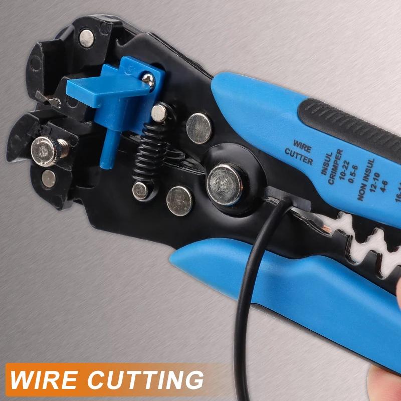 Pince à dénuder automatique 8 pouces auto-réglable 24-10 AWG avec fonction coupe et sertissage