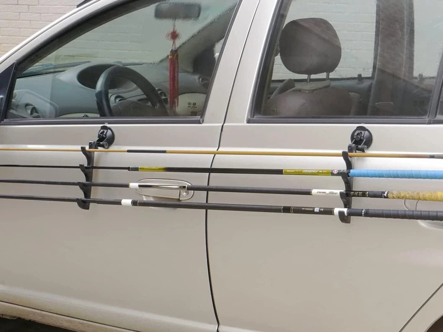 Support de canne à pêche voiture ventouse - Rangement cannes pêche accessoires auto fixation solide