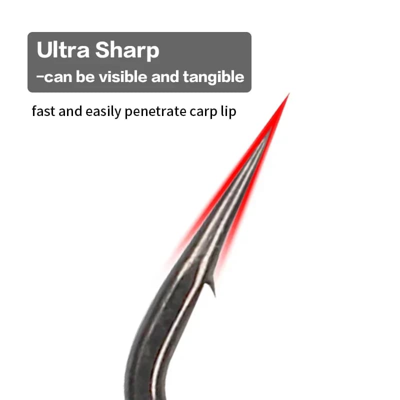 Hameçons carpe PTFE 10 pièces - Large ouverture et revêtement anti-corrosion pour pêche précise