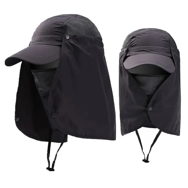 Chapeau de pêche anti-UV respirant imperméable pour homme et femme avec protection faciale intégrale
