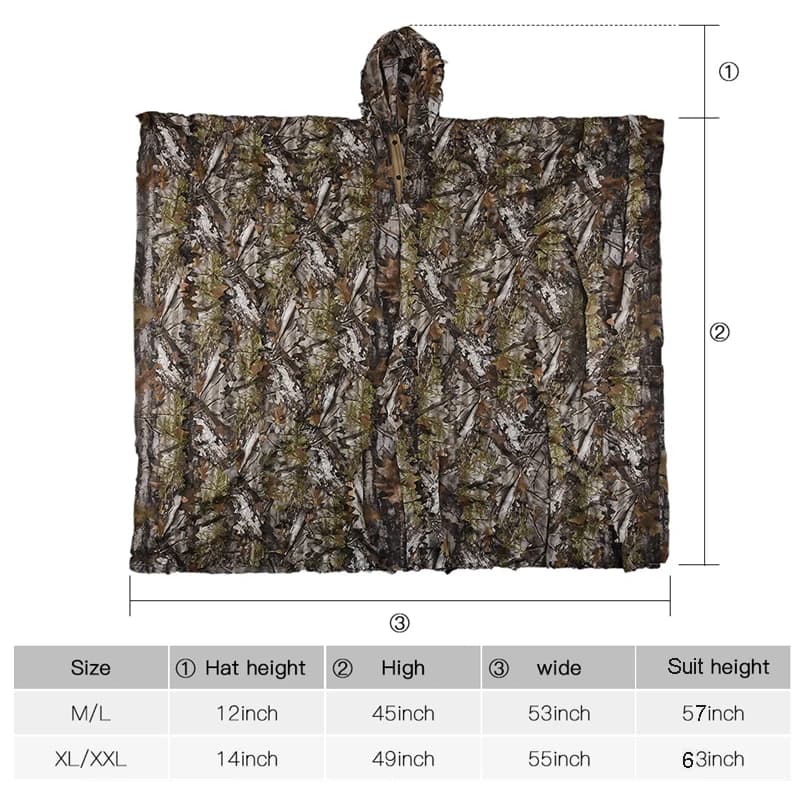 Tenue camouflage style cape chasse photo animalière - Vêtement bionique discrétion maximale pêche CS game
