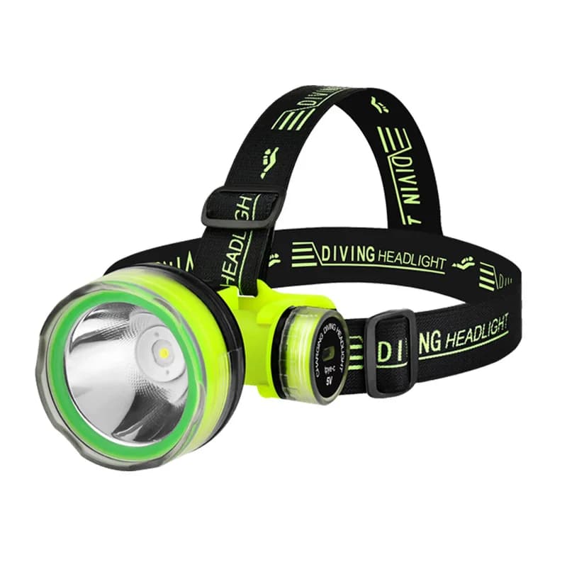 Lampe frontale plongée étanche 350m rechargeable pour pêche sous-marine et spearfishing