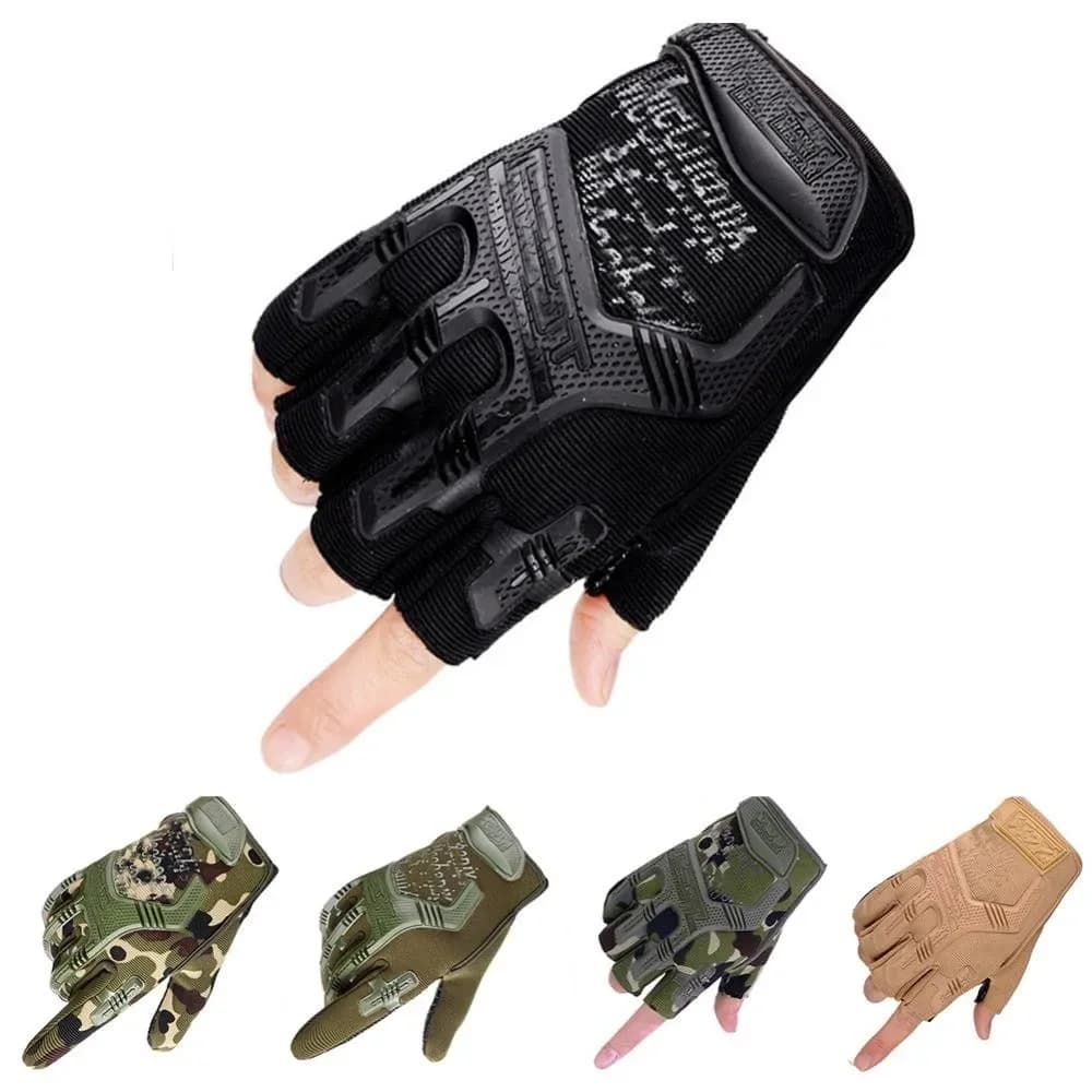 Gants tactiques demi-doigts paintball pêche airsoft vélo protection anti-dérapants hommes