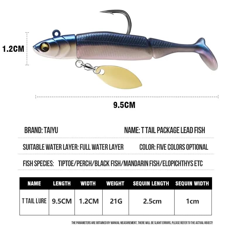 Leurres TAIYU tête plombée 21g avec queue silicone - Cuillers et wobblers pour truite brochet black bass