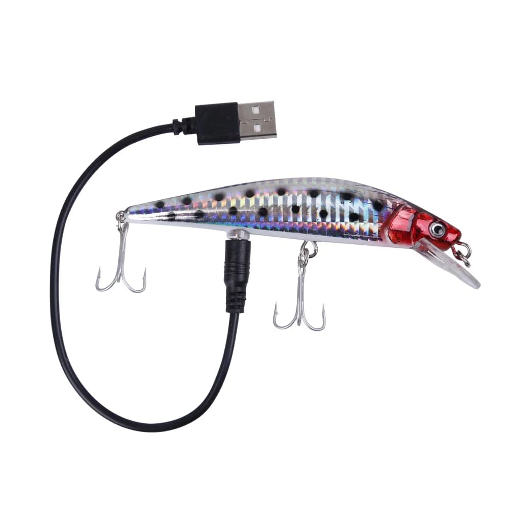 Leurre de pêche lumineux vibrant USB rechargeable avec lumière LED pour une simulation réaliste