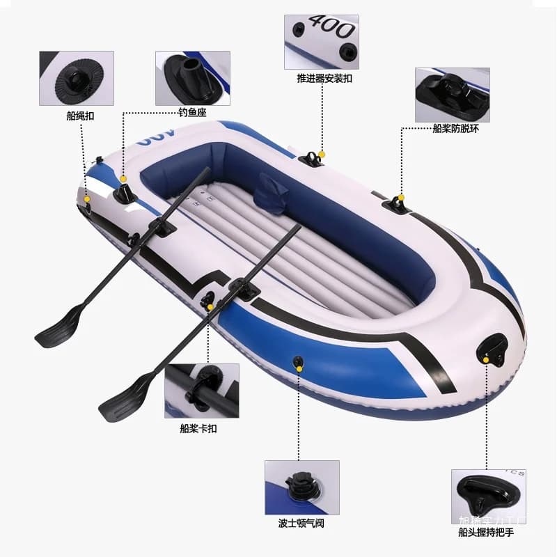 Bateau gonflable assault 2 à 4 personnes pour dérive pêche et rafting loisir fond épais